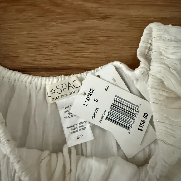 l*space White Long-Sleeve Smocked Bodice Dress - Picture 2 of 4